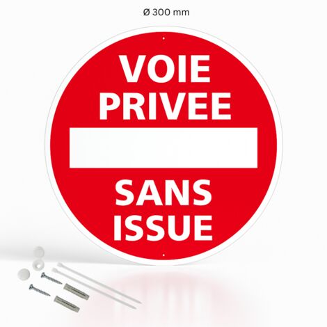 Signaletique.Biz France – Panneau de signalisation rond en aluminium prépercé 300 mm – Kit de fixation inclus – Usage extérieur durable – Installation rapide