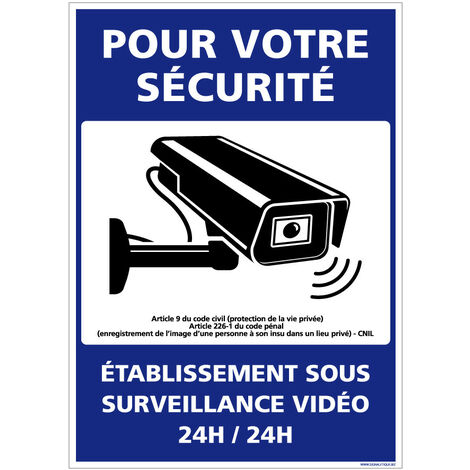 Autocollants de Signalisation Souple – Panneaux de Signalisation Autocollants – Plusieurs tailles au choix – Signalisation Française - Pour votre sécurité, établissement sous surveillance vidéo - 210