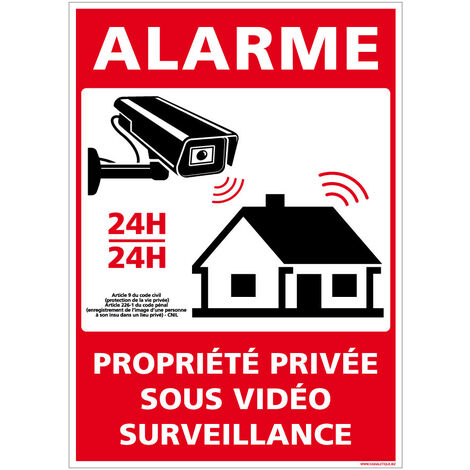 Autocollants de Signalisation Souple – Panneaux de Signalisation Autocollants – Plusieurs tailles au choix – Signalisation Française - Alarme, propriété privée sous vidéo surveillance - 300 x 420 mm