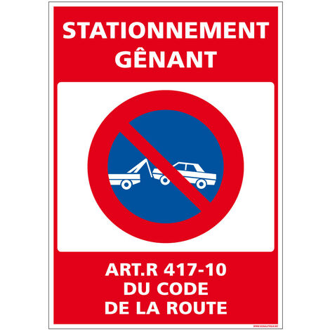 Autocollants de Signalisation Souple – Panneaux de Signalisation Autocollants – Plusieurs tailles au choix – Signalisation Française - Stationnement gênant - 300 x 420 mm
