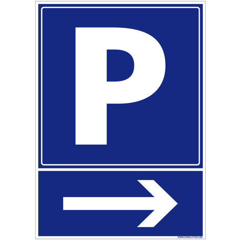 Autocollants de Signalisation Souple – Panneaux de Signalisation Autocollants – Plusieurs tailles au choix – Signalisation Française - Parking flèche à droite - 150 x 210 mm