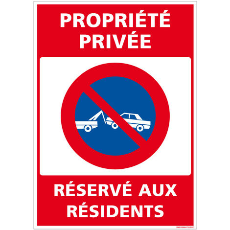 Autocollants de Signalisation Souple – Panneaux de Signalisation Autocollants – Plusieurs tailles au choix – Signalisation Française - Propriété privée, réservé aux résidents - 300 x 420 mm