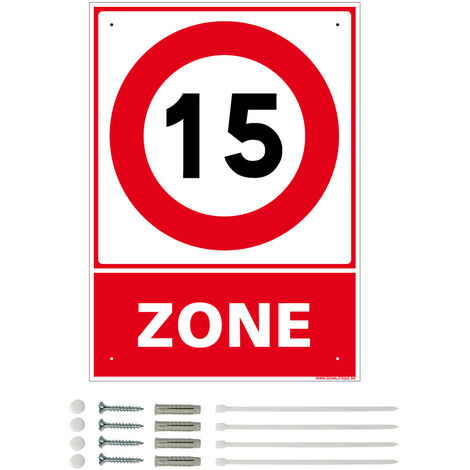 Panneau de signalisation prépercé PVC ou ALU rectangulaire + kit de fixation - Zone 15 - ALU 2 mm - 300 x 420 mm
