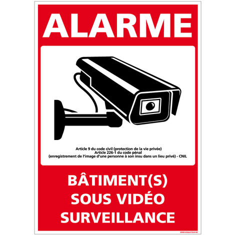 Autocollants de Signalisation Souple – Panneaux de Signalisation Autocollants – Plusieurs tailles au choix – Signalisation Française - Alarme, bâtiment(s) sous vidéo surveillance - 210 x 300 mm