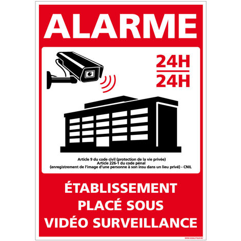 Autocollants de Signalisation Souple – Panneaux de Signalisation Autocollants – Plusieurs tailles au choix – Signalisation Française - Alarme, établissement placé sous vidéo surveillance - 300 x 420 m