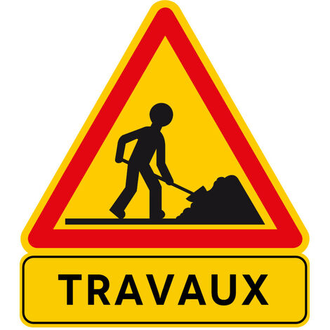 Signaletique.Biz France – Panneau de signalisation travaux temporaires 80x60cm – Rétro réfléchissant – Résistant aux intempéries – Installation facile sur chantier