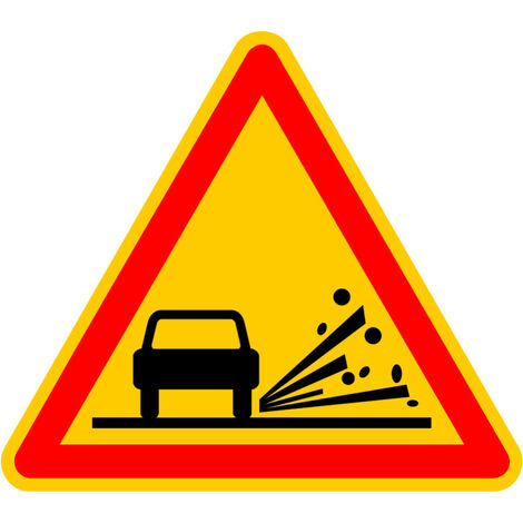 Signalisation de Travaux Temporaires Panneaux de Travaux  Temporaires. Danger Chantier Temporaire - Danger gravillons - Panneau classique
