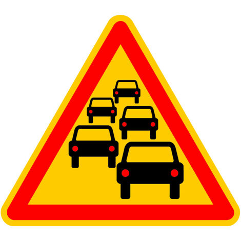 Signalisation de Travaux Temporaires Panneaux de Travaux  Temporaires. Danger Chantier Temporaire - Danger bouchon - Panneau classique