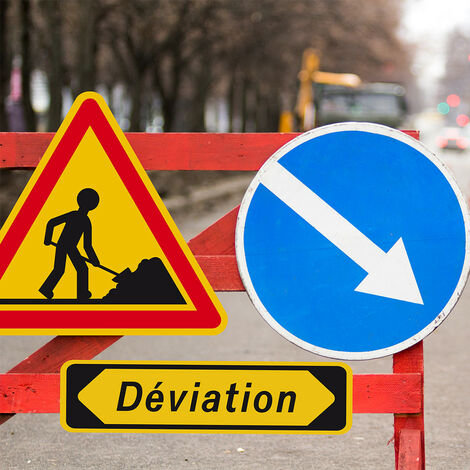Signaletique.Biz France – Panneau de signalisation temporaire 5mm – Résistant aux intempéries – Installation rapide – Visibilité optimale chantier
