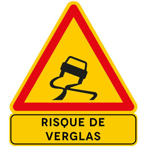 Signalisation de Travaux Temporaires Panneaux de Travaux  Temporaires. Danger Chantier Temporaire - Attention risque de verglas - Panneau classique