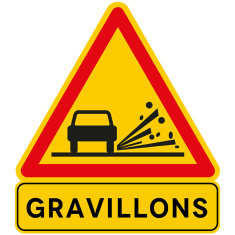 Signalisation de Travaux Temporaires Panneaux de Travaux  Temporaires. Danger Chantier Temporaire - Attention gravillons - Panneau rétroréfléchissant