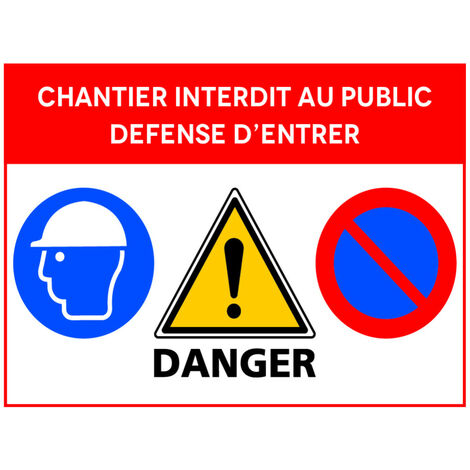 Signalisation de Travaux Temporaires Panneaux de Travaux  Temporaires. Danger Chantier Temporaire - Chantier interdit au public défense d'entrer - Panneau classique