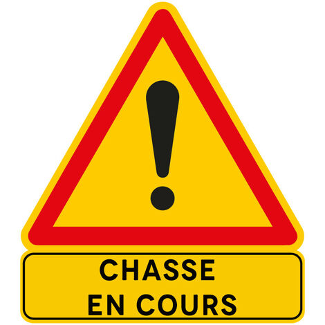 Signaletique.Biz France – Panneau de signalisation chasse en cours 70x80cm – Comacel 5mm résistant aux intempéries – Signalisation temporaire sécurisée