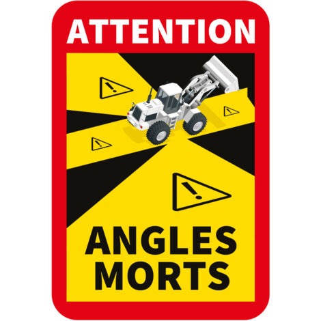 Autocollants Attention angles morts pelle mécanique hydraulique (M0380). A l'unité . - A l'unité (1/5)
