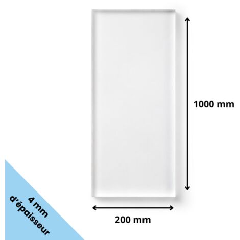 Plaque verre acrylique transparent 4 mm - 20 x 100 cm (200 x 1000 mm) - Verre synthétique - Plaque PMMA XT - Plexiglass