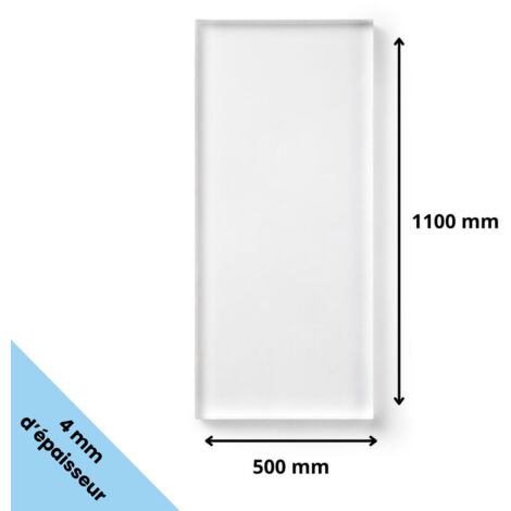Plaque verre acrylique transparent 4 mm - 50 x 110 cm (500 x 1100 mm) - Verre synthétique - Plaque PMMA XT - Plexiglass
