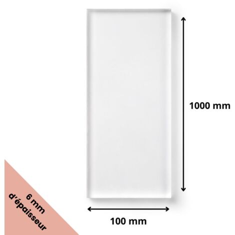 Plaque verre acrylique transparent 6 mm - 10 x 100 cm (100 x 1000 mm) - Verre synthétique - Plaque PMMA XT - Plexiglass