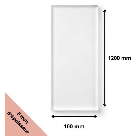 Plaque verre acrylique transparent 6 mm - 10 x 120 cm (100 x 1200 mm) - Verre synthétique - Plaque PMMA XT - Plexiglass