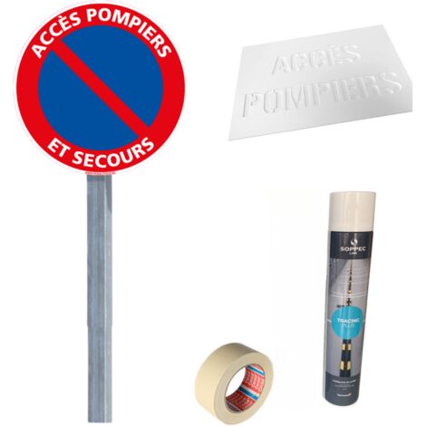 Kit Panneau et Pochoir.- Accès pompiers / secours -