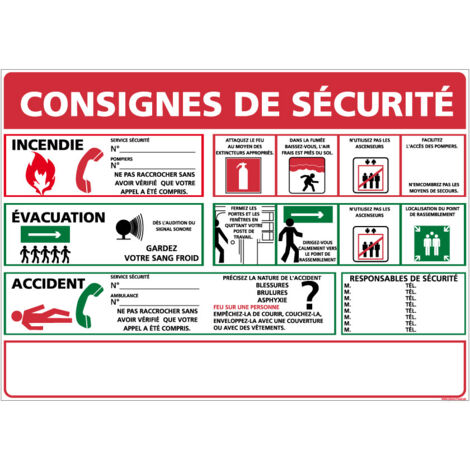 Panneau consignes de sécurité – Affichage obligatoire – Plastique PVC 1,5 mm – 300 x 420 mm
