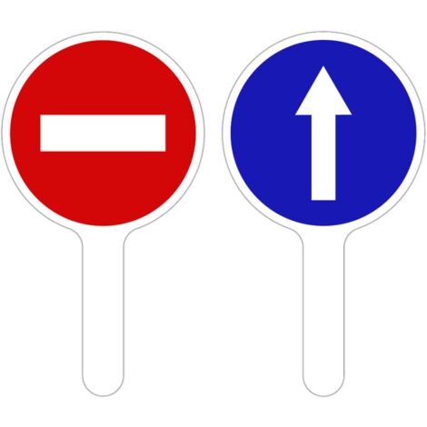 RAQUETTE DE SIGNALISATION. PALETTE DE SIGNALISATION. PANNEAU SIGNALISATION AIDE AU TRAFIC. PANNEAU K10. PANNEAU A MAIN CIRCULATION. - Stop picto / Flèche bleue