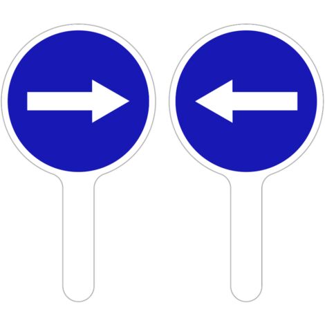RAQUETTE DE SIGNALISATION. PALETTE DE SIGNALISATION. PANNEAU SIGNALISATION AIDE AU TRAFIC. PANNEAU K10. PANNEAU A MAIN CIRCULATION. - Flèche gauche / Flèche droite