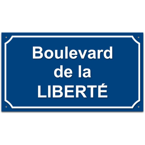 Plaque de rue en aluminium 1,5mm à visser avec lettrage en plexi . Signalétique Plaque de rue à visser. Plaque Bleu RAL 5010 / Texte Blanc .  - Plaque Bleu RAL 5010 / Texte Blanc