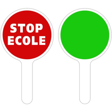 RAQUETTE DE SIGNALISATION. PALETTE DE SIGNALISATION. PANNEAU SIGNALISATION AIDE AU TRAFIC. PANNEAU K10. PANNEAU A MAIN CIRCULATION. - Stop Ecole / Vert