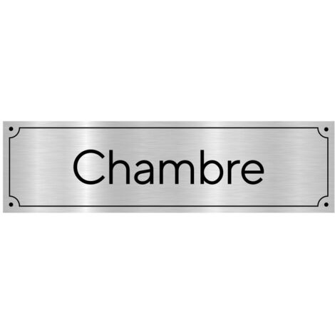 Plaque de porte gravée pour Chambre en pvc aspect argent brossé ou or brossé .- Plaque aluminium brossé -