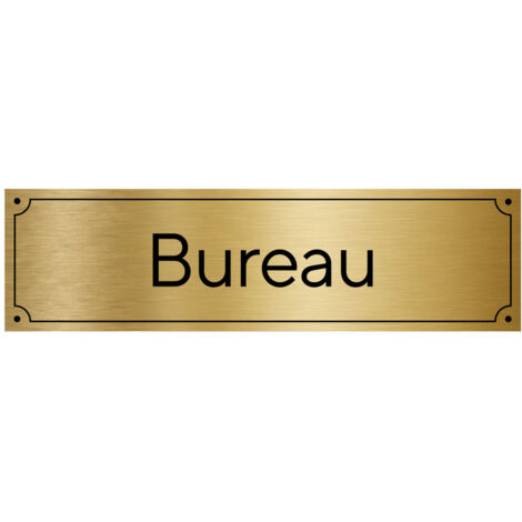 Plaque de porte gravée pour Bureau en pvc aspect argent brossé ou or brossé .- Or brossé - (1/5)