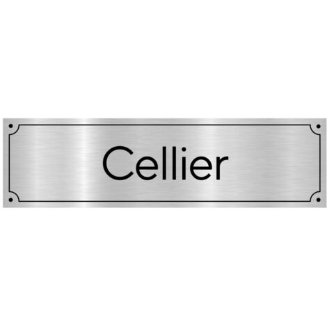 Plaque de porte gravée pour Cellier en pvc aspect argent brossé ou or brossé .- Plaque aluminium brossé - (1/5)