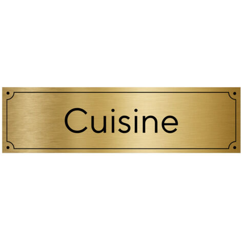 Plaque de porte gravée pour Cuisine en pvc aspect argent brossé ou or brossé .- Or brossé - (1/5)