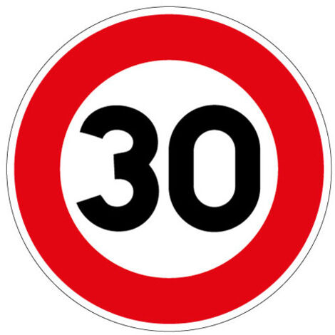 PANNEAU LIMITATION DE VITESSE 30KM/H (B14GALVA30) - Diamètre 650 mm