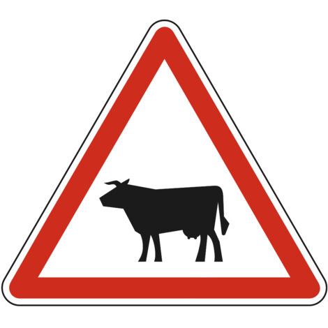 Panneau de signalisation danger - Passage d'animaux domestiques - Triangulaire - Gamme Bretagne - Classe 1 - 500mm