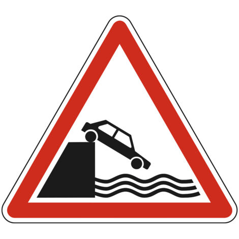 Panneau de signalisation danger - Débouché sur un quai ou une berge - Triangulaire - Gamme Ecolign - Classe 1 - 700mm (1/5)