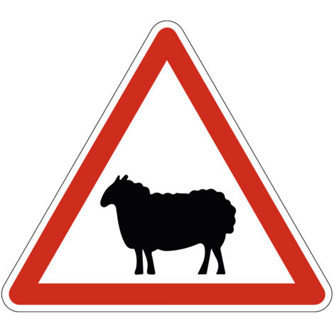 Panneau de signalisation danger - Passage d'animaux domestiques - Triangulaire - Gamme Ecolign - Classe 1 - 500mm