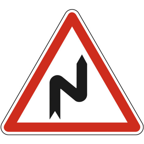 Panneau de signalisation danger - Succession de virages dont le 1er est à droite - Triangulaire - Gamme Ecolign - Classe 1 - 700mm