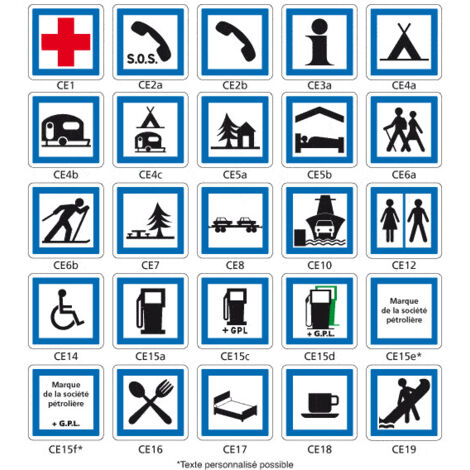 PANNEAUX ROUTIER - SIGNAUX D'INDICATION - TYPE CE (CE1) - CE1 - 500 x 500 mm