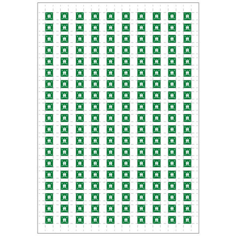 Planche A4 de 190 pictos en 10 x 10 mm Point de rassemblement pour plan d'évacuation