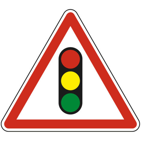 Panneau de signalisation danger - Annonce de feux tricolores - Triangulaire - Gamme Ecolign - Classe 1 - 500mm