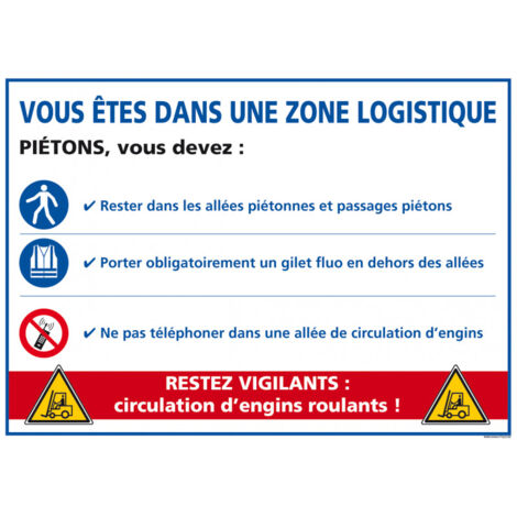 Panneau de Signalisation Zone Logistique (D0928) - Aluminium 2 mm - 630 x 450 mm