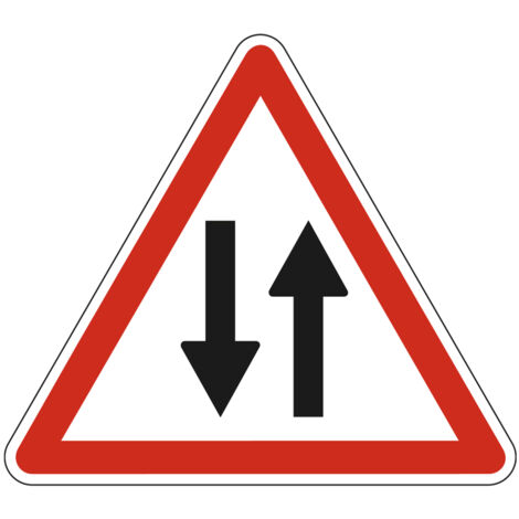 Panneau de signalisation danger - Circulation dans les 2 sens - Triangulaire - Gamme Ecolign - Classe 1 - 500mm