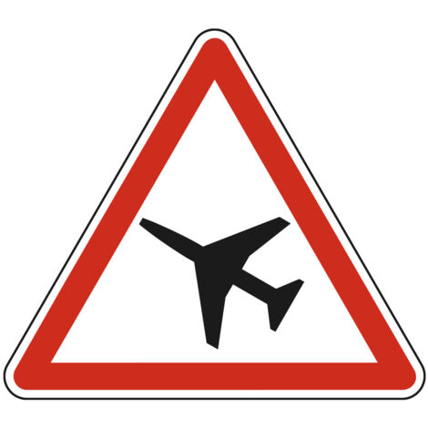 Panneau de signalisation danger - Traversée d'une aire de danger aérien - Triangulaire - Gamme Bretagne - Classe 1 - 700mm