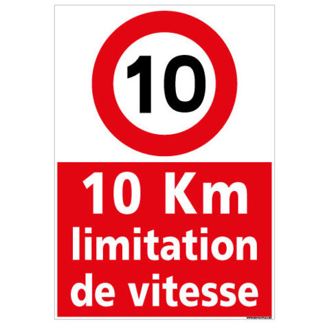 PANNEAU LIMITATION DE VITESSE A 10KM/H (D1125) - Adhésif - 75 x 105 mm