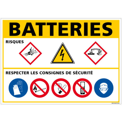 Panneau de signalisation Batterie (C1275) - Adhésif - 105 x 75 mm (1/5)