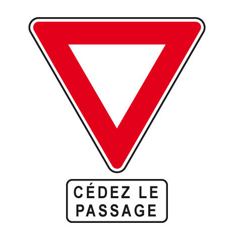 PANNEAU TRIANGLE ET PANONCEAU ROUTIER CEDEZ LE PASSAGE (AB3aM9c) - Pour triangle de 1000 x 1000 mm