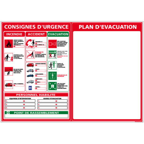 Panneau PLAN D’ÉVACUATION – Aluminium 2 mm – 210 x 300 mm