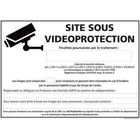 PANNEAU SITE SOUS VIDEOPROTECTION (G1665) - Plastique PVC 1,5 mm - 420 x 300 mm