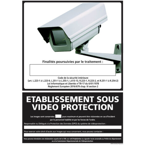 PANNEAU ETABLISSEMENT SOUS VIDEO PROTECTION (G1223) - Adhésif - 75 x 105 mm (1/5)