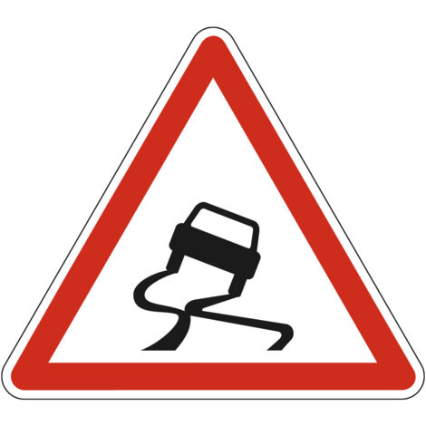 Panneau de signalisation danger - Chaussée glissante - Triangulaire - Gamme Ecolign - Classe 1 - 700mm